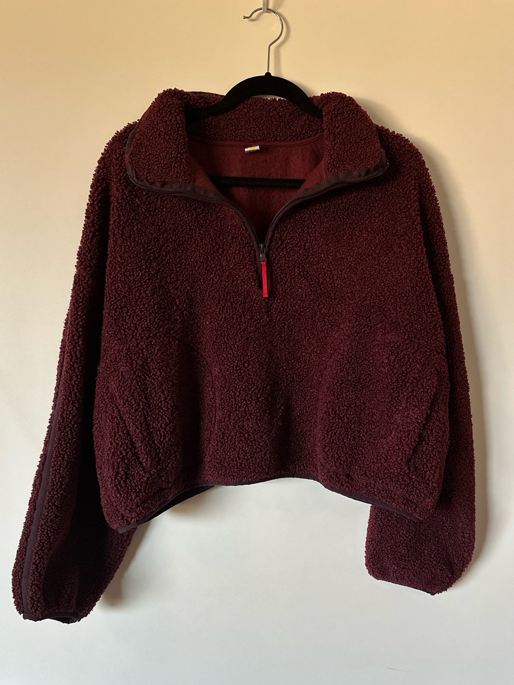 Old Navy Maroon Cropped Fuzzy Quarter Zip size 2X
